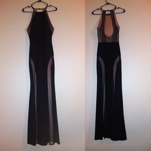 NWOT Morgan & Co Long Nude/Black Dress